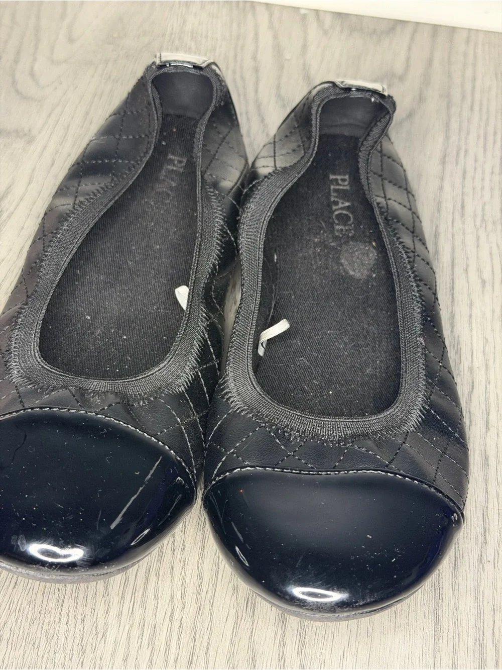 The Children's Place Black Quilted Ballet Flats with Patent Toe
